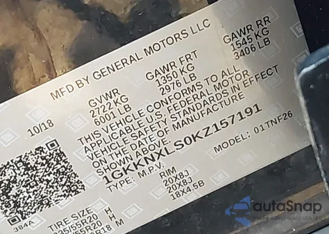 2019 GMC Acadia Denali from USA, damaged, VIN 1GKKNXLS0KZ157191